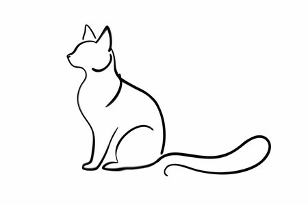 Minimal abstract cat continuous line art on white backgroundのイラスト素材