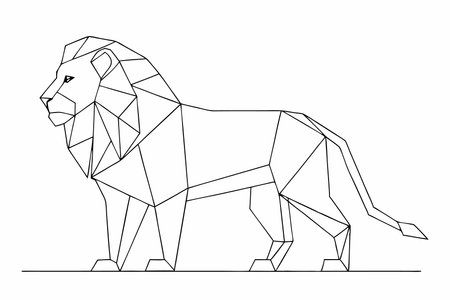 Minimal abstract lion continuous line art on white backgroundのイラスト素材