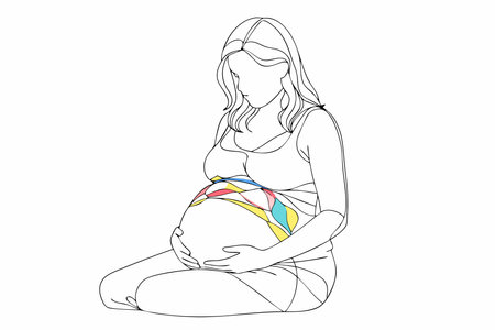 Pregnant women colorful line art vectorのイラスト素材