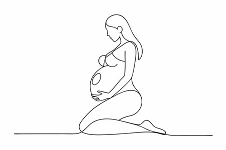 Pregnant women colorful line art vectorのイラスト素材