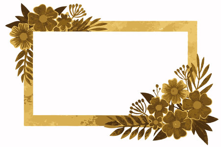 Minimalist floral wedding card in gold foil color vectorのイラスト素材
