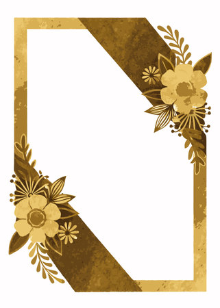 Minimalist floral wedding card in gold foil color vectorのイラスト素材