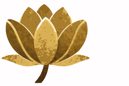 minimalist Flower in gold foil color vectorのイラスト素材