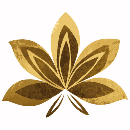 minimalist Flower in gold foil color vectorのイラスト素材