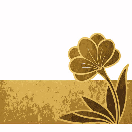 minimalist Flower in gold foil color vectorのイラスト素材
