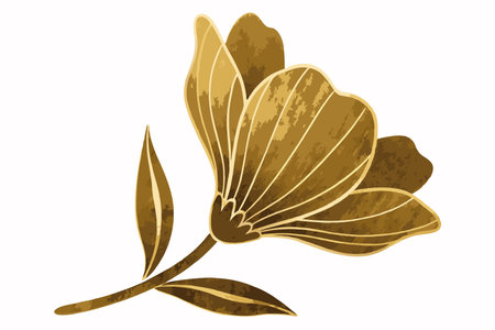 minimalist Flower in gold foil color vectorのイラスト素材
