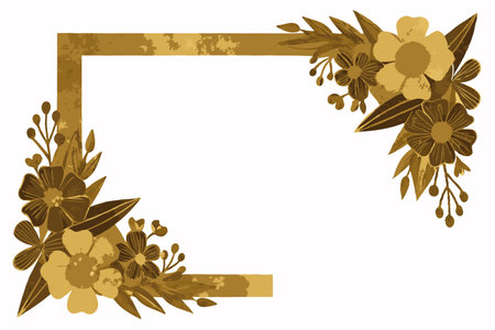 Minimalist floral wedding card in gold foil color vectorのイラスト素材