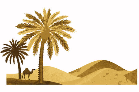Minimalist Saudi Arabia nature in gold foil color vectorのイラスト素材