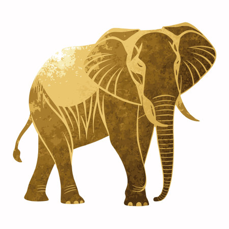 Minimalist elephant in gold foil color vectorのイラスト素材