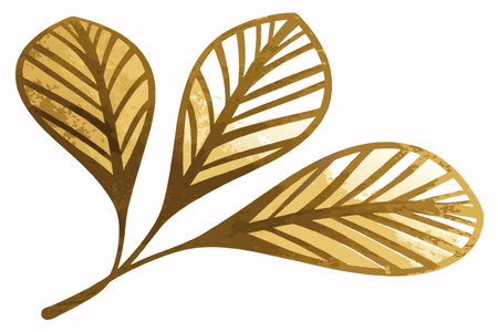 Minimalist leaf in gold foil color vectorのイラスト素材