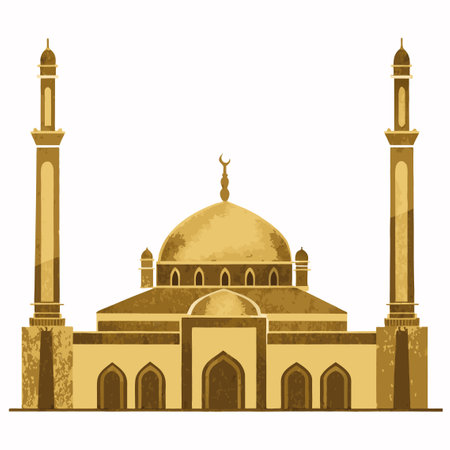 Minimalist Islamic mosque vector on white backgroundのイラスト素材