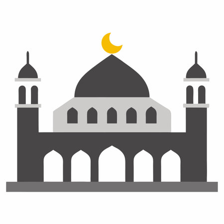 Minimalist Islamic mosque vector on white backgroundのイラスト素材