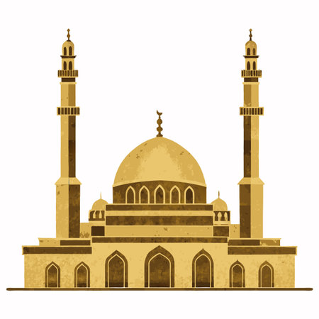 Minimalist Islamic mosque vector on white backgroundのイラスト素材