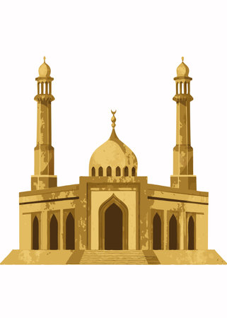 Minimalist Islamic mosque vector on white backgroundのイラスト素材