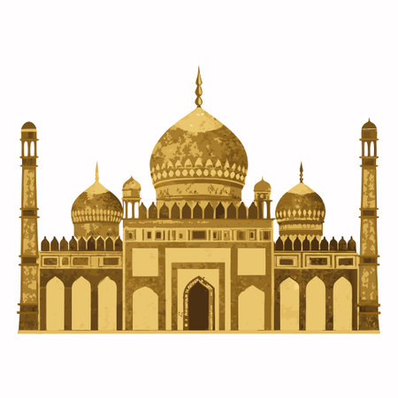 Minimalist Islamic mosque vector on white backgroundのイラスト素材