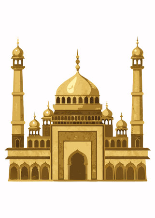 Minimalist Islamic mosque vector on white backgroundのイラスト素材