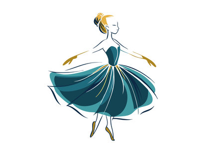 Elegant girl line art vector on white backgroundのイラスト素材