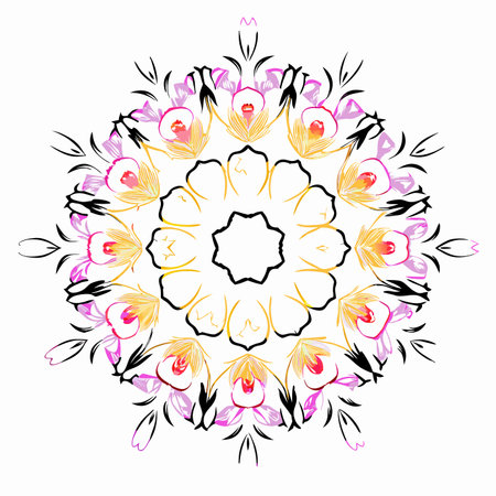 Luxury Floral mandala on white backgroundのイラスト素材