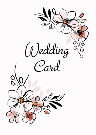 Luxury Floral wedding card on white backgroundのイラスト素材