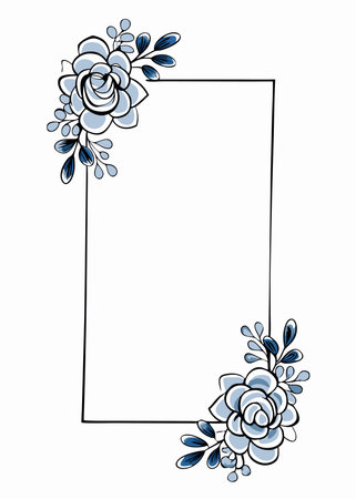 Minimalist floral wedding card on white backgroundのイラスト素材