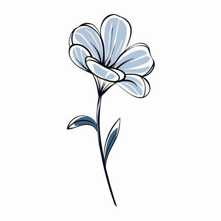 Minimalist watercolor flower on white backgroundのイラスト素材
