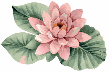 Minimalist watercolor floral vector on white backgroundのイラスト素材