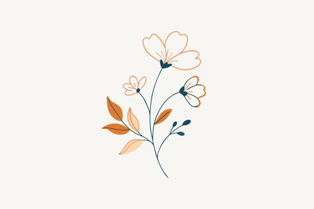Minimalist flower art on white backgroundのイラスト素材