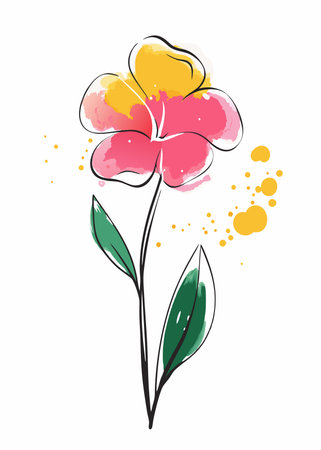 Minimalist flower art on white backgroundのイラスト素材