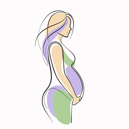 Pregnant women line art vector on white backgroundのイラスト素材