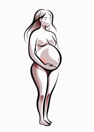 Pregnant women line art vector on white backgroundのイラスト素材