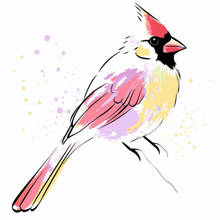 Watercolor cardinal bird vector on white backgroundのイラスト素材
