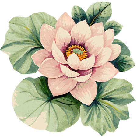 Watercolor flower and leafのイラスト素材