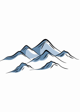 Watercolor landscape mountain vector on white backgroundのイラスト素材