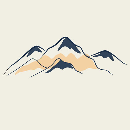 Watercolor landscape mountain vector on white backgroundのイラスト素材
