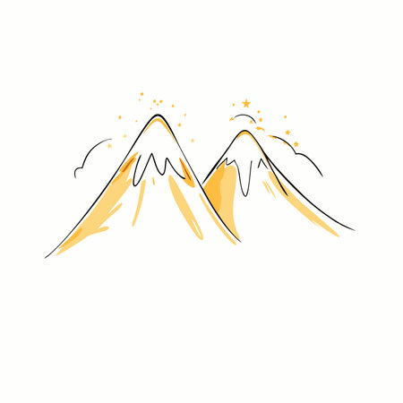 Watercolor landscape mountain vector on white backgroundのイラスト素材