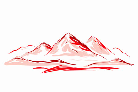 Watercolor landscape mountain vector on white backgroundのイラスト素材