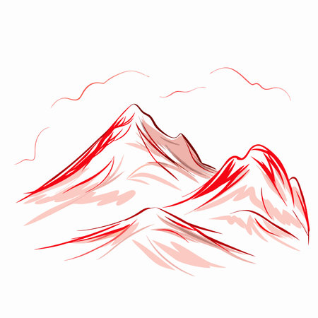 Watercolor landscape mountain vector on white backgroundのイラスト素材