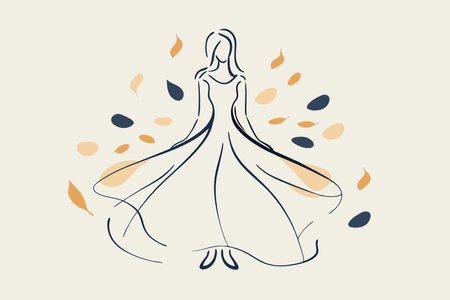 Watercolor woman with dress vector on white backgroundのイラスト素材
