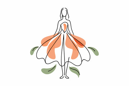 Watercolor woman with dress vector on white backgroundのイラスト素材