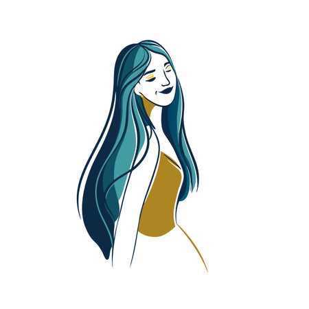 Beautiful woman vector on white backgroundのイラスト素材