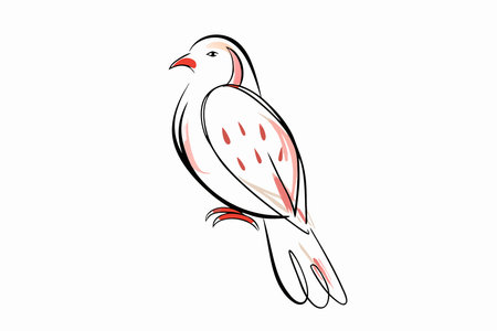Watercolor bird vector on white backgroundのイラスト素材