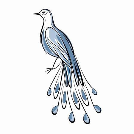 Watercolor bird vector on white backgroundのイラスト素材