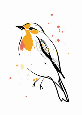Watercolor bird vector on white backgroundのイラスト素材