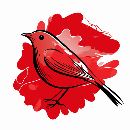 Watercolor bird vector on white backgroundのイラスト素材
