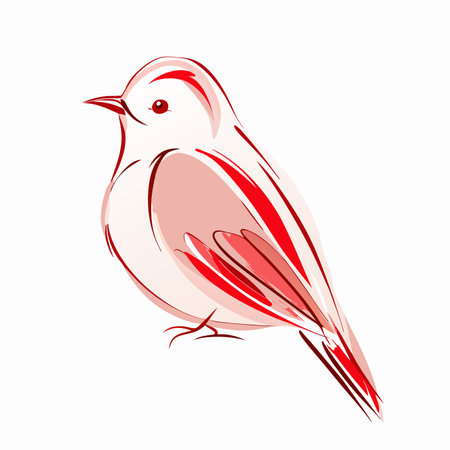 Watercolor bird vector on white backgroundのイラスト素材
