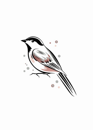 Watercolor bird vector on white backgroundのイラスト素材