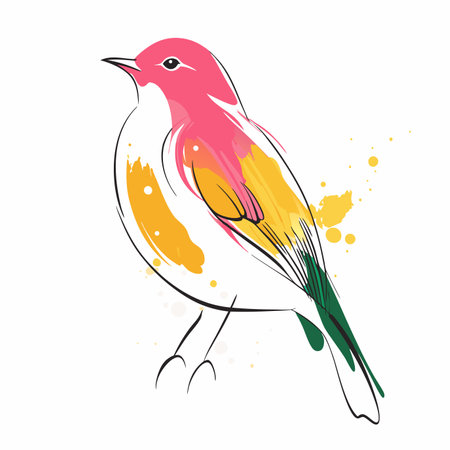Watercolor bird vector on white backgroundのイラスト素材