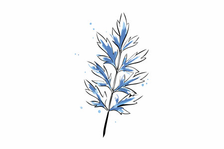 Watercolor botanical leaf vector on white backgroundのイラスト素材