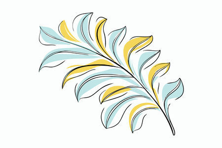 Watercolor botanical leaf vector on white backgroundのイラスト素材