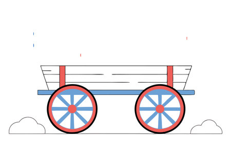 Horse with wooden empty cart vector on white backgroundのイラスト素材